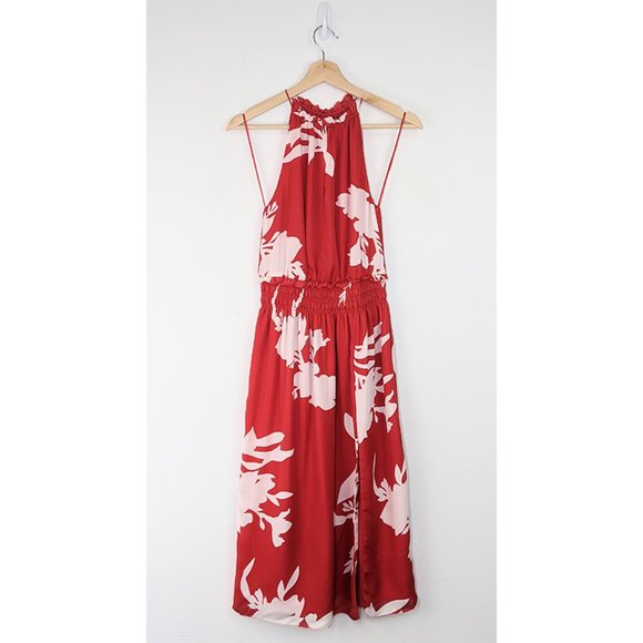 NWT Joie Jerelle Dress 100% Silk Sundress Tropic Red Floral Smocked Waist XS - Picture 10 of 11